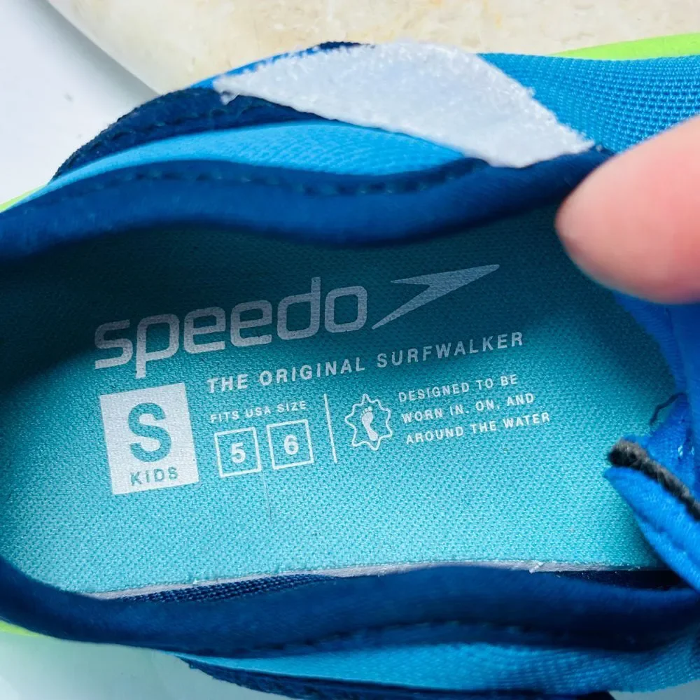 Speedo Toddler Kids Size S 5-6 Water Slip On Shoes Blue Green Beach Sand Outdoor